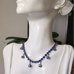 New Swarovski Montana blue crystal necklace